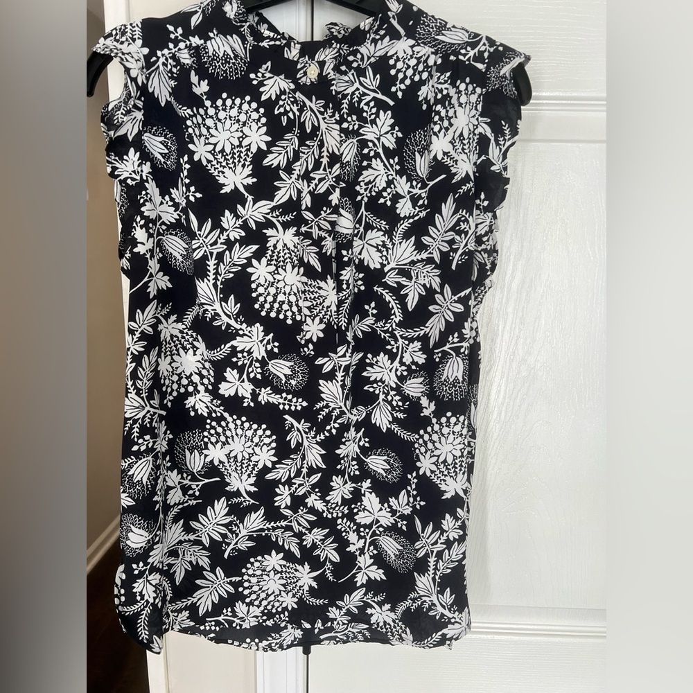 LOFT Black and White Floral Top